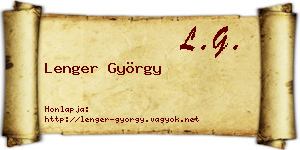 Lenger György névjegykártya